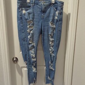 Torrid Light Blue Distressed Ankle Jeans